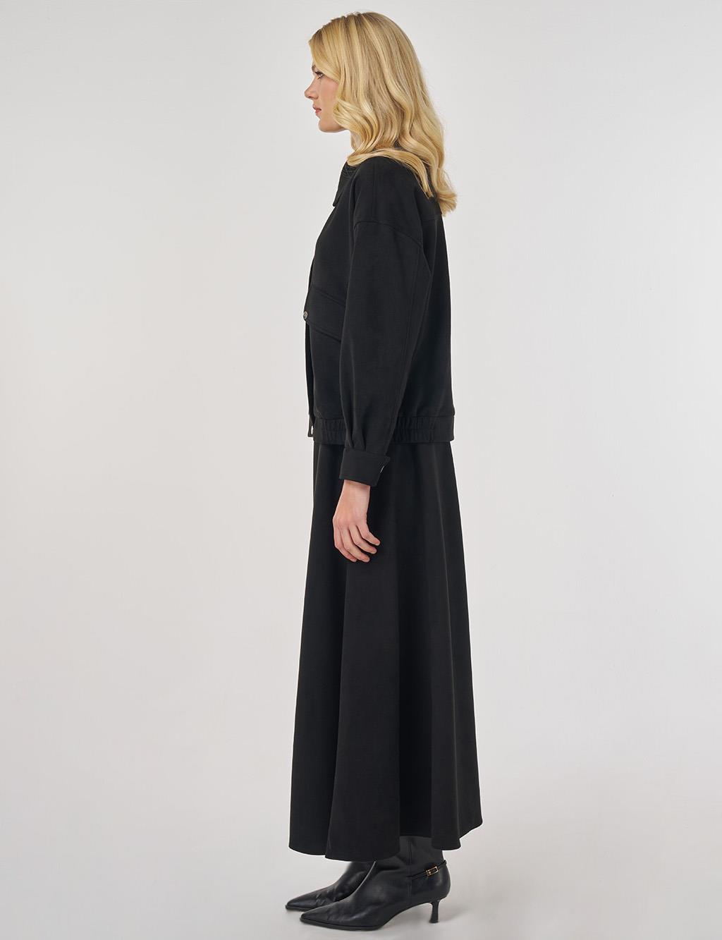 Etekli Süet Takım Siyah