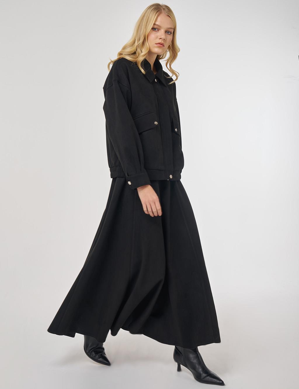 Etekli Süet Takım Siyah