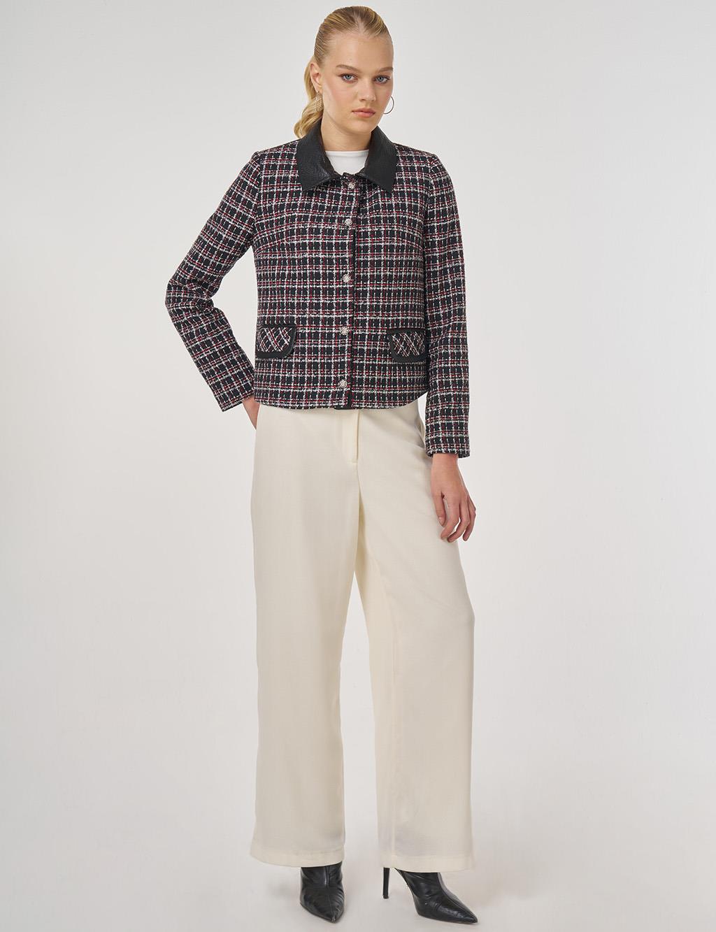 Flap-Pocket Tweed Jacket Black