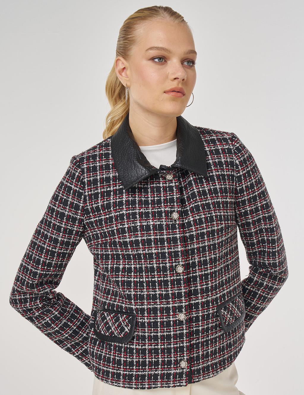 Flap-Pocket Tweed Jacket Black
