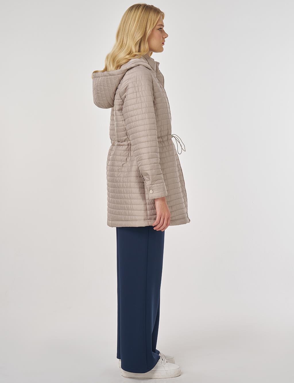 Kapüşonlu Kapitone Mont Kil