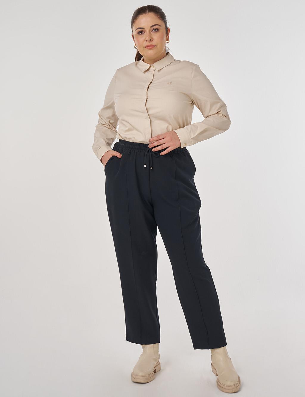 Topstitched Carrot Pants in Black