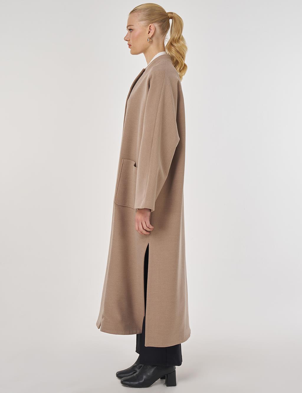 Embroidered Wool-Blend Coat in Mink