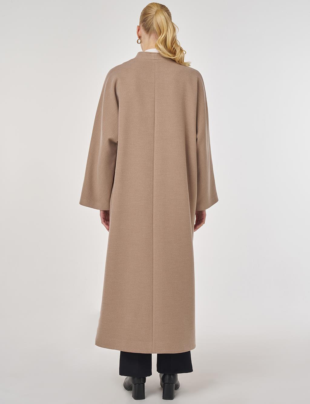 Embroidered Wool-Blend Coat in Mink