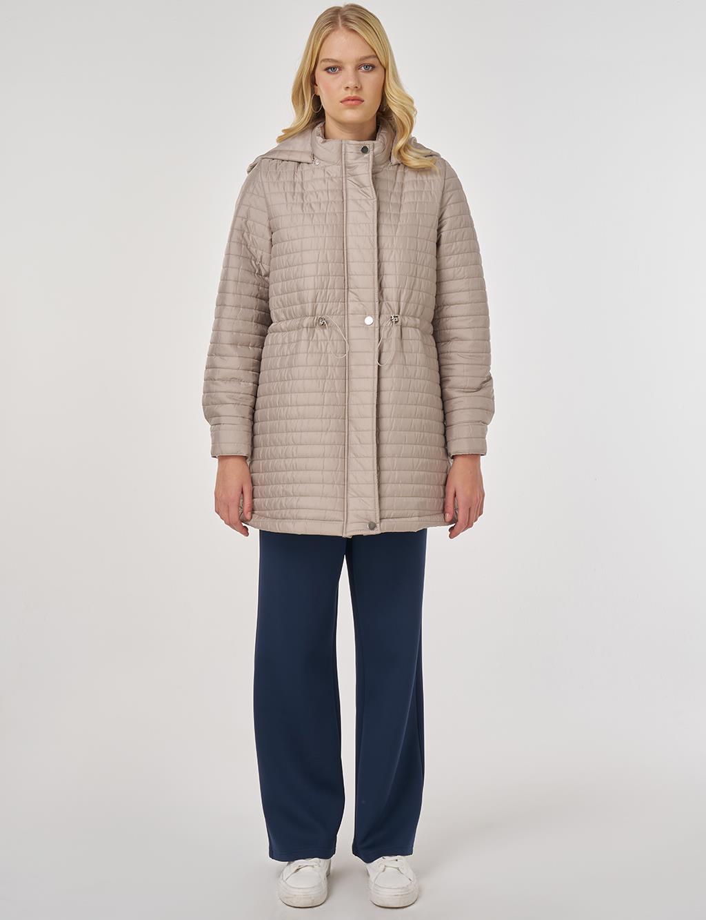 Kapüşonlu Kapitone Mont Kil