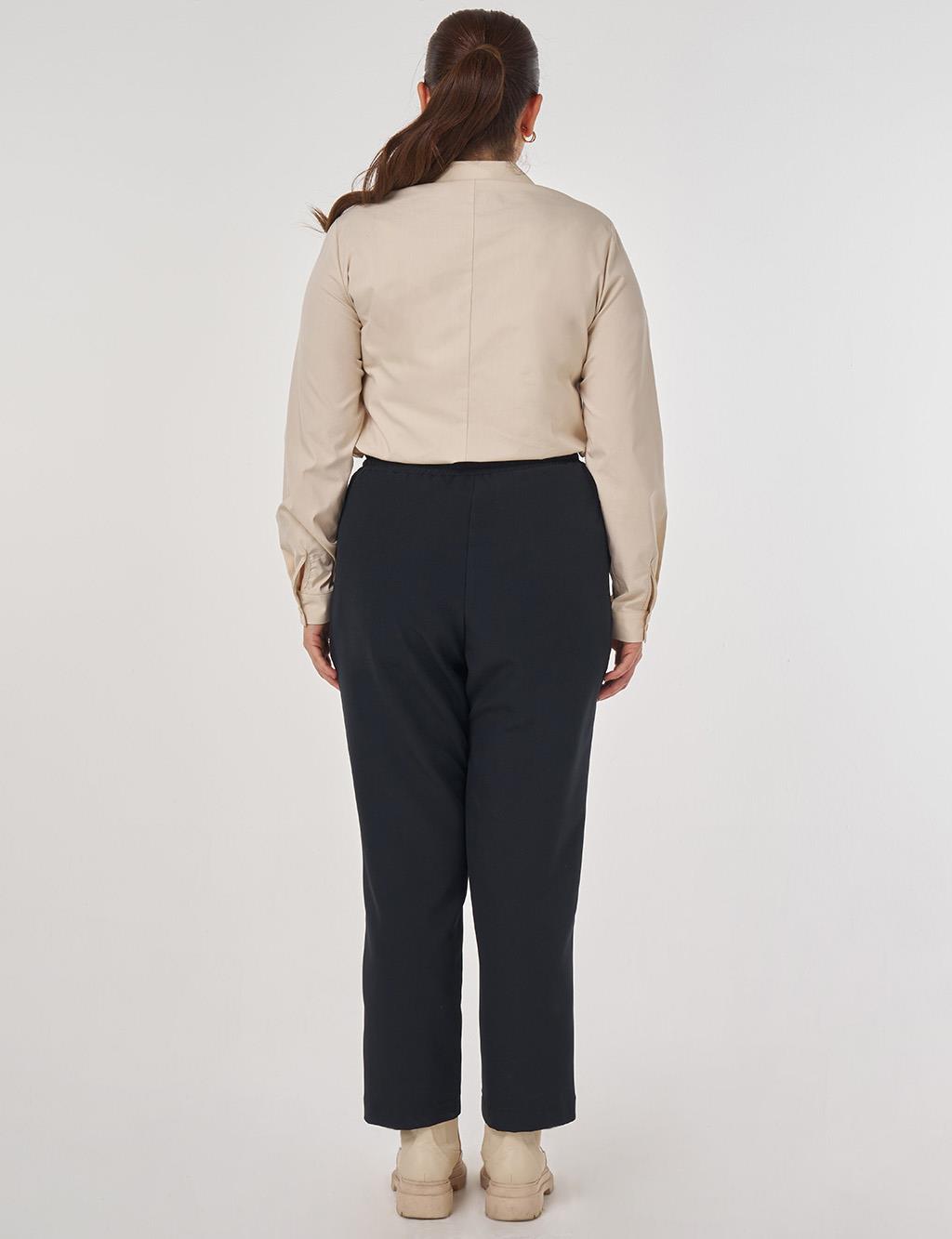 Topstitched Carrot Pants in Black