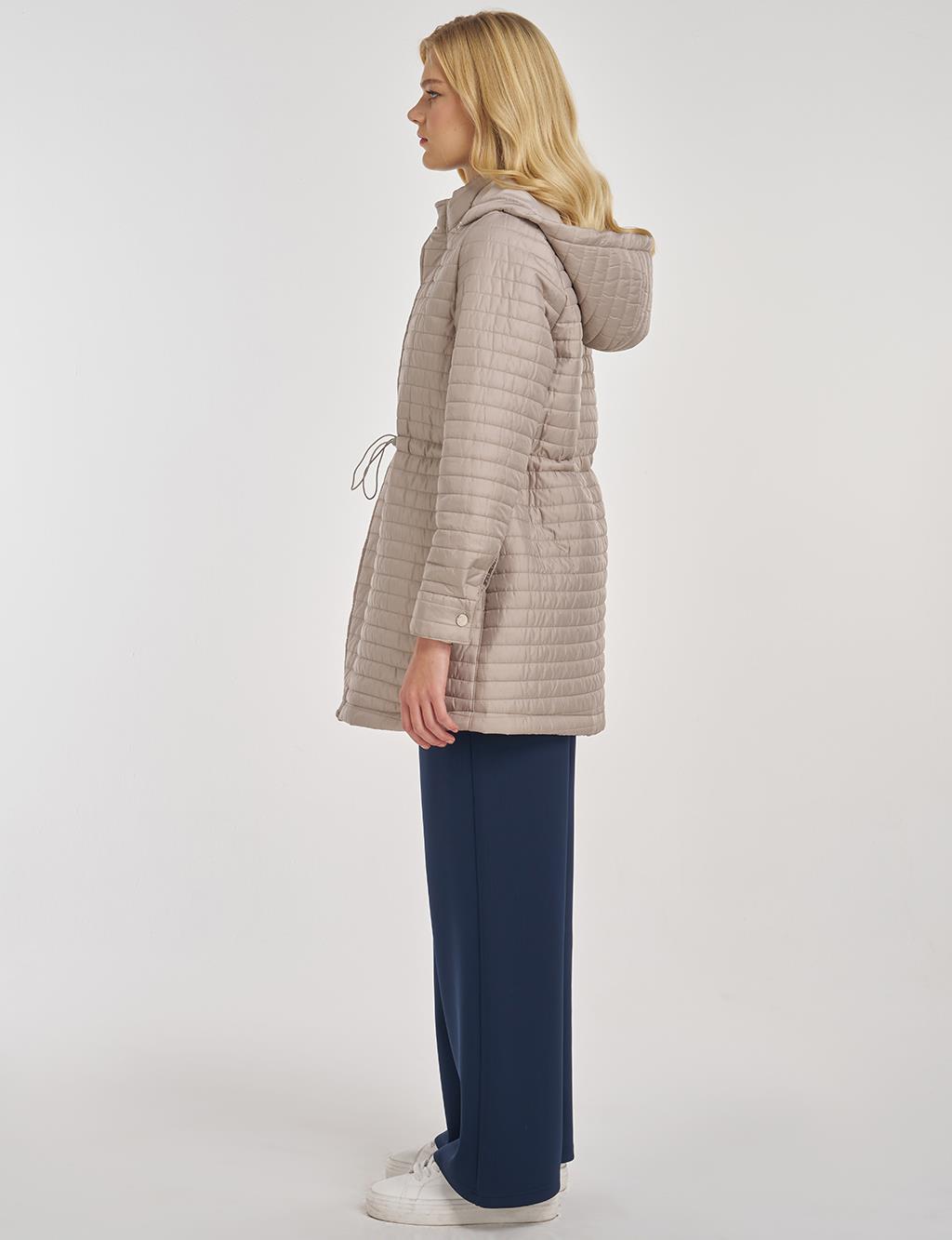 Kapüşonlu Kapitone Mont Kil