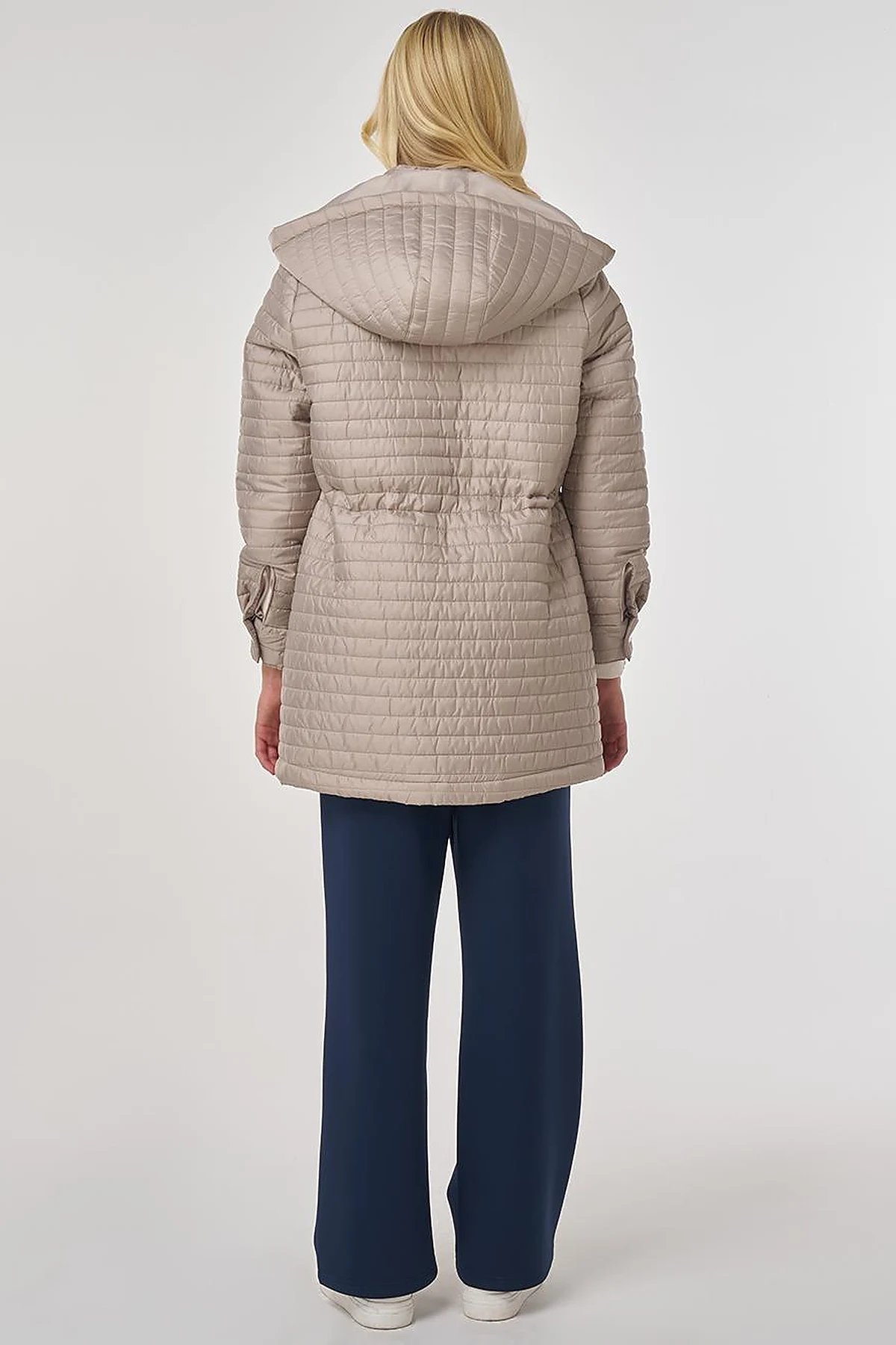 Hooded Quilted Coat in Clay