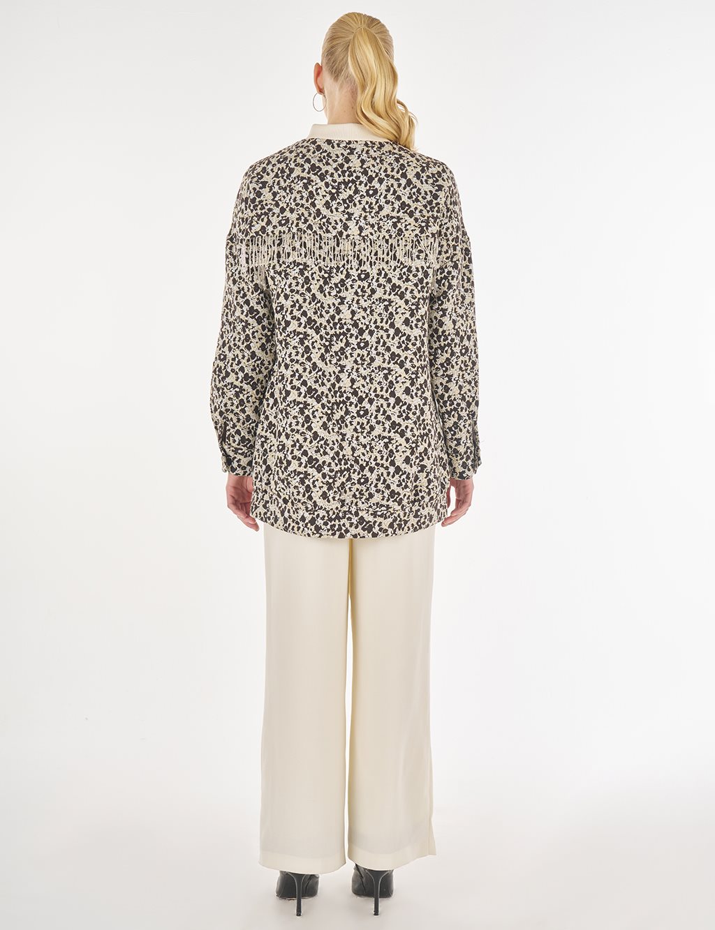 Desenli Kolej Yaka Ceket Kahve 