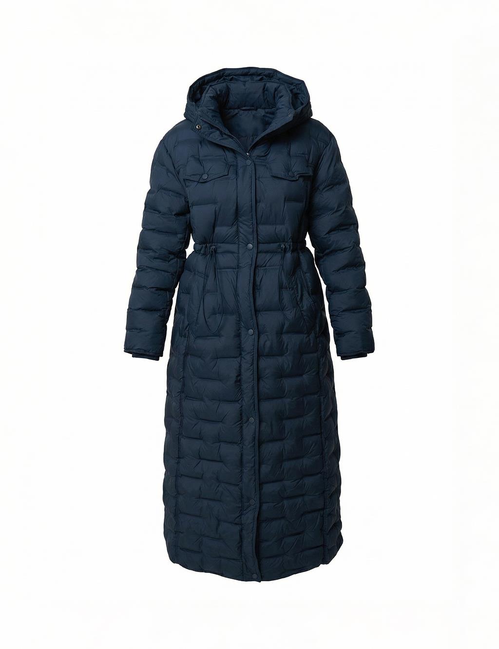 Stand Collar Anorak Coat Navy Blue