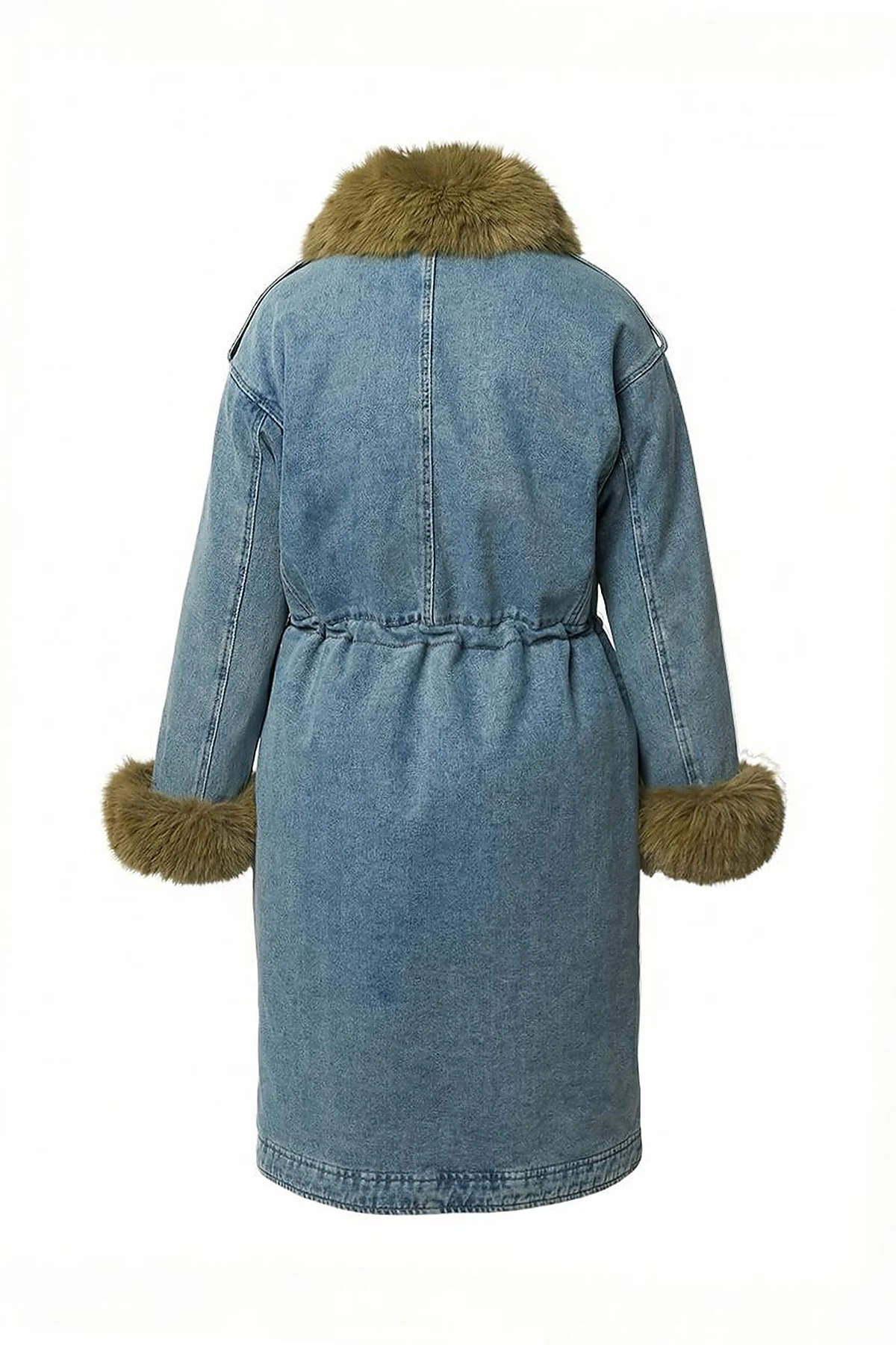 Faux Fur Denim Jacket Light Blue