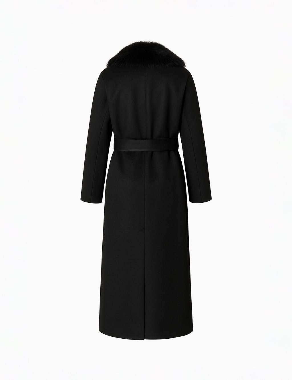 Fur Collar Wool Coat – Black 