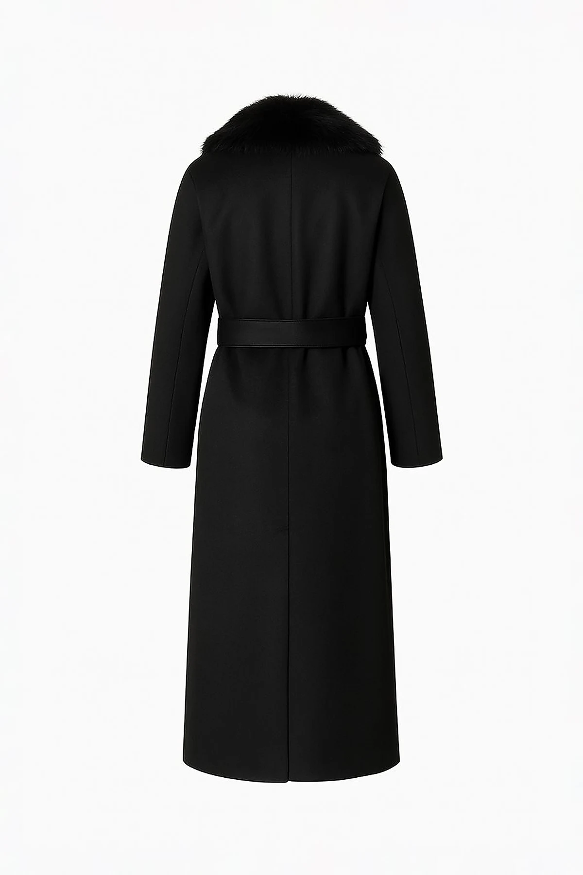 Fur Collar Wool Coat – Black 