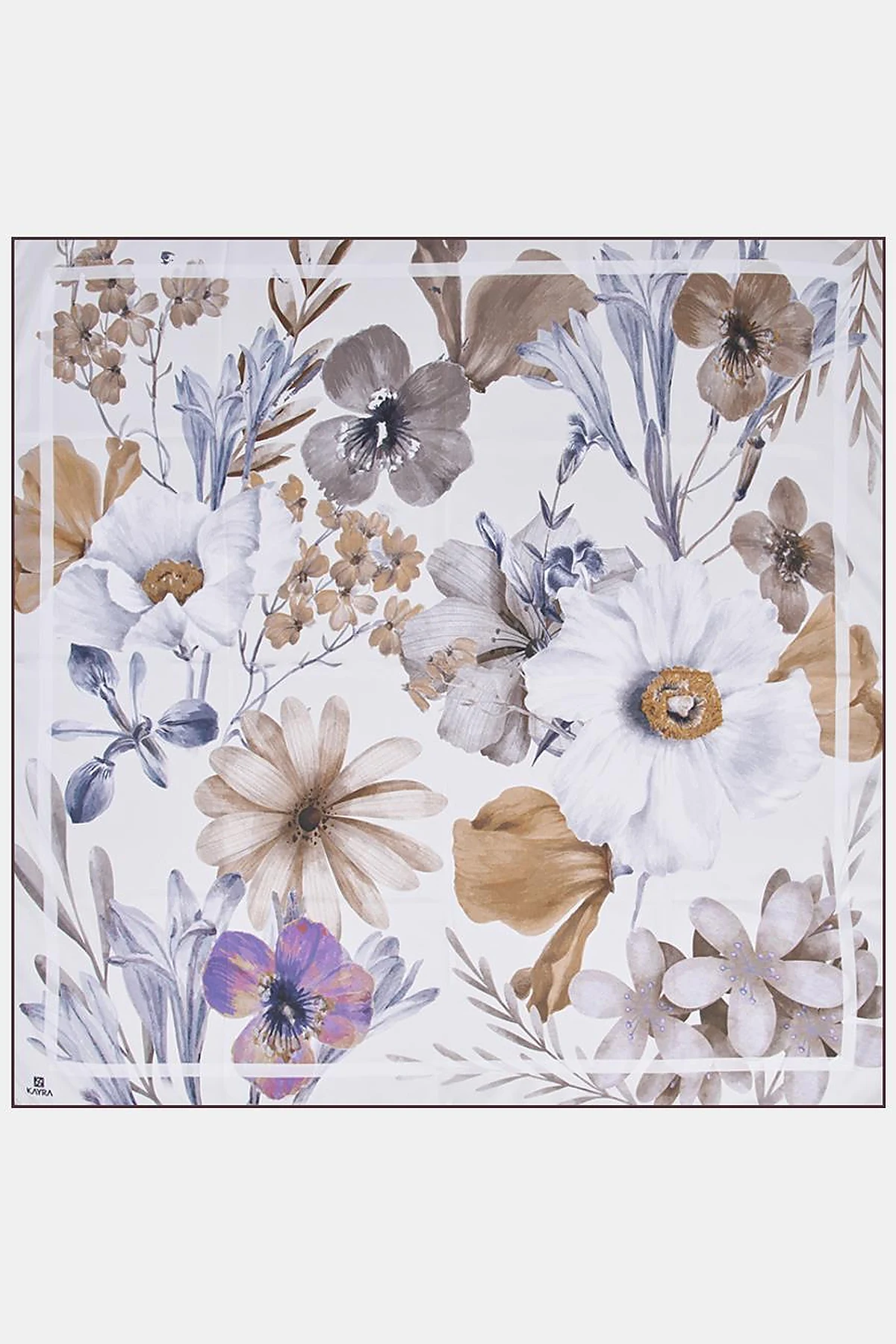 Floral Pattern Scarf in Stone