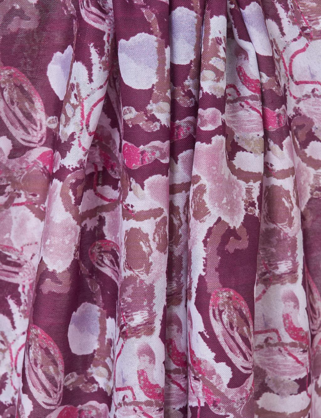 Batik Pattern Shawl in Damson