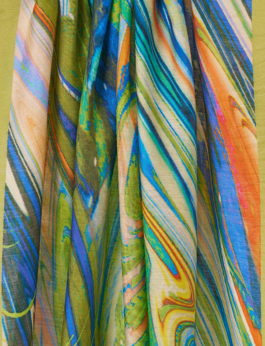 Brush Pattern Shawl in Oil Green