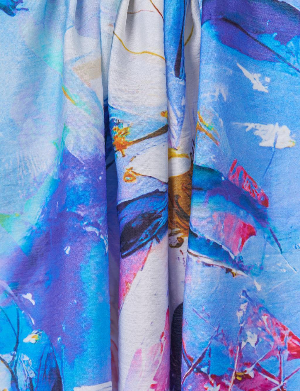 Çiçek Desen Viskon Şal Mor 