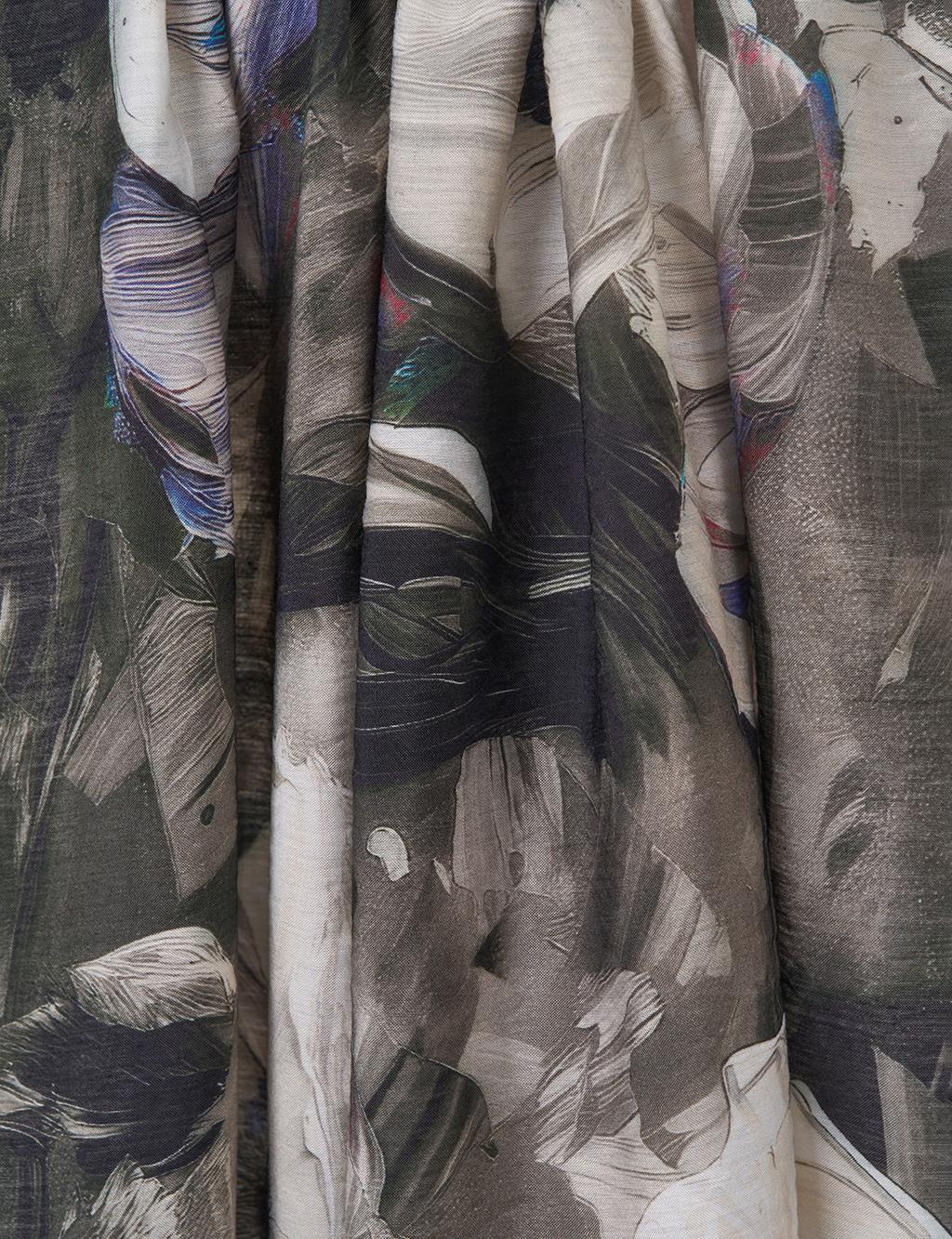 Floral Viscose Shawl in Smoke Green