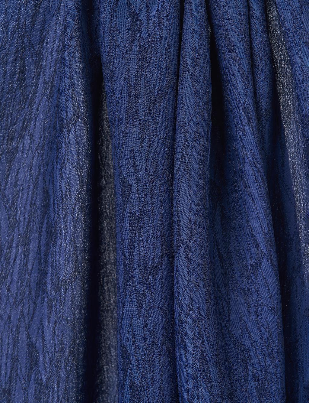 Patterned Floss Shawl in Navy Blue