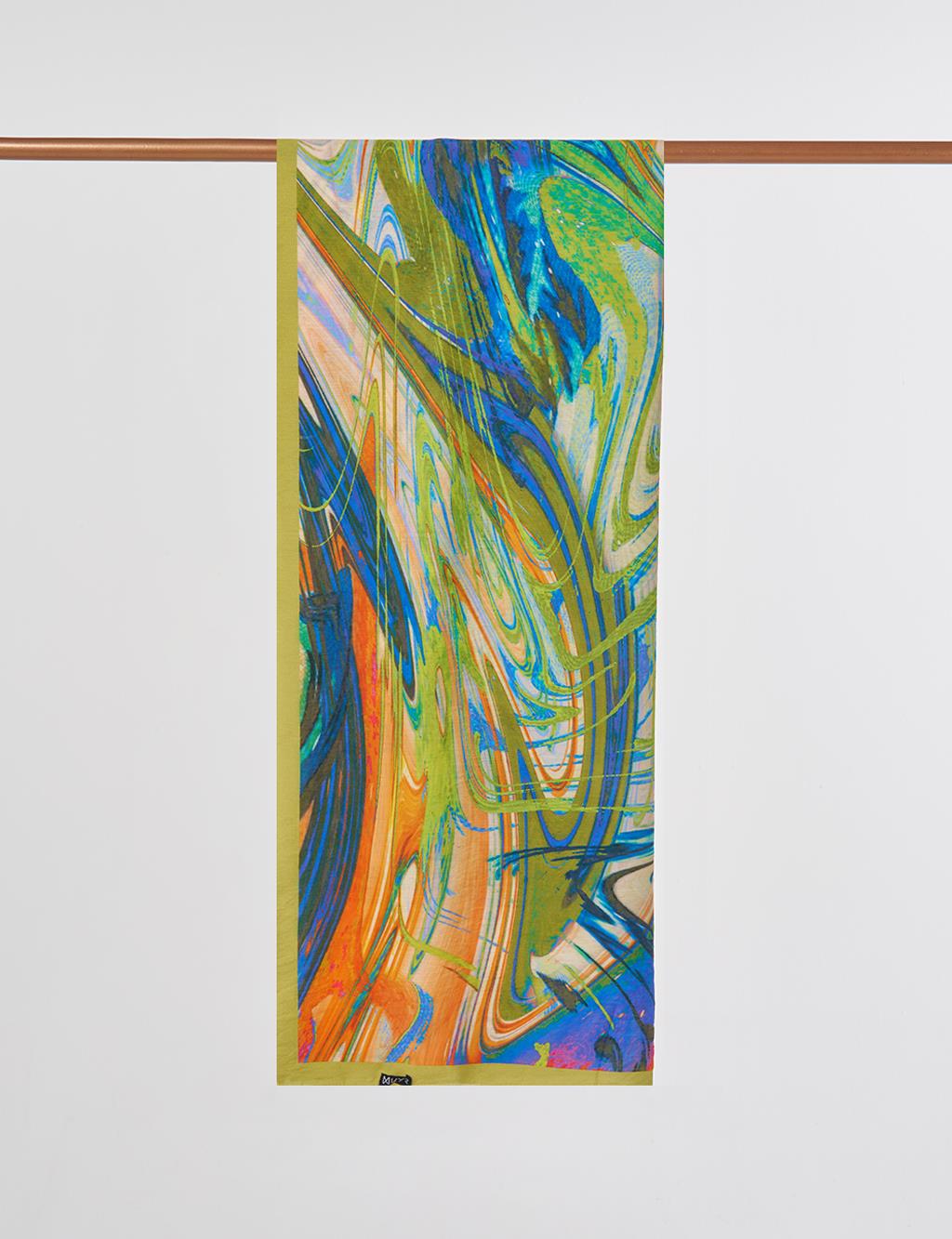 Brush Pattern Shawl in Oil Green