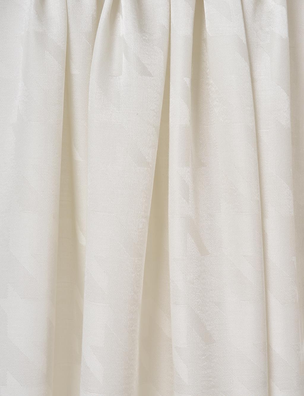 Hound's Foot Jacquard-Woven Shawl Ecru