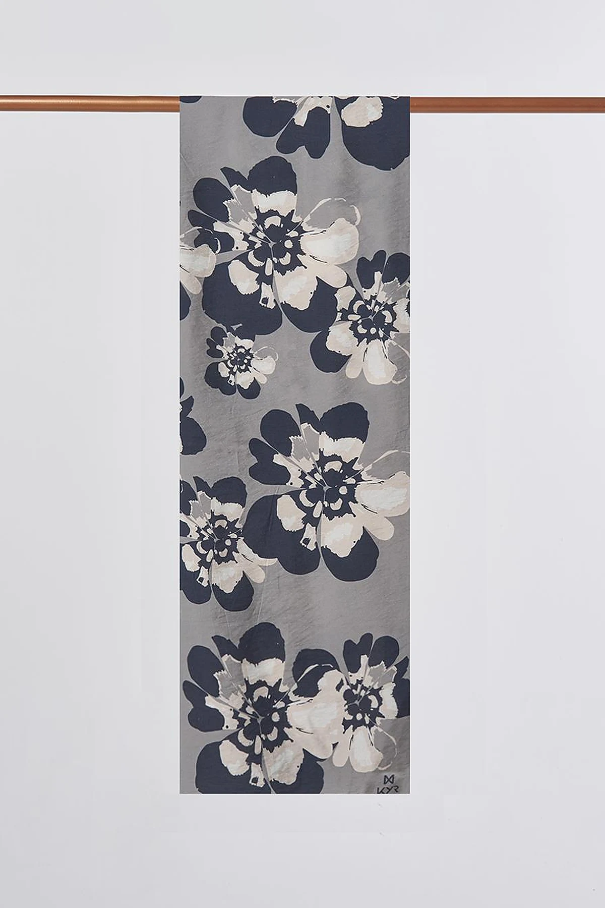 Multi-Floral Viscose Shawl in Anthracite