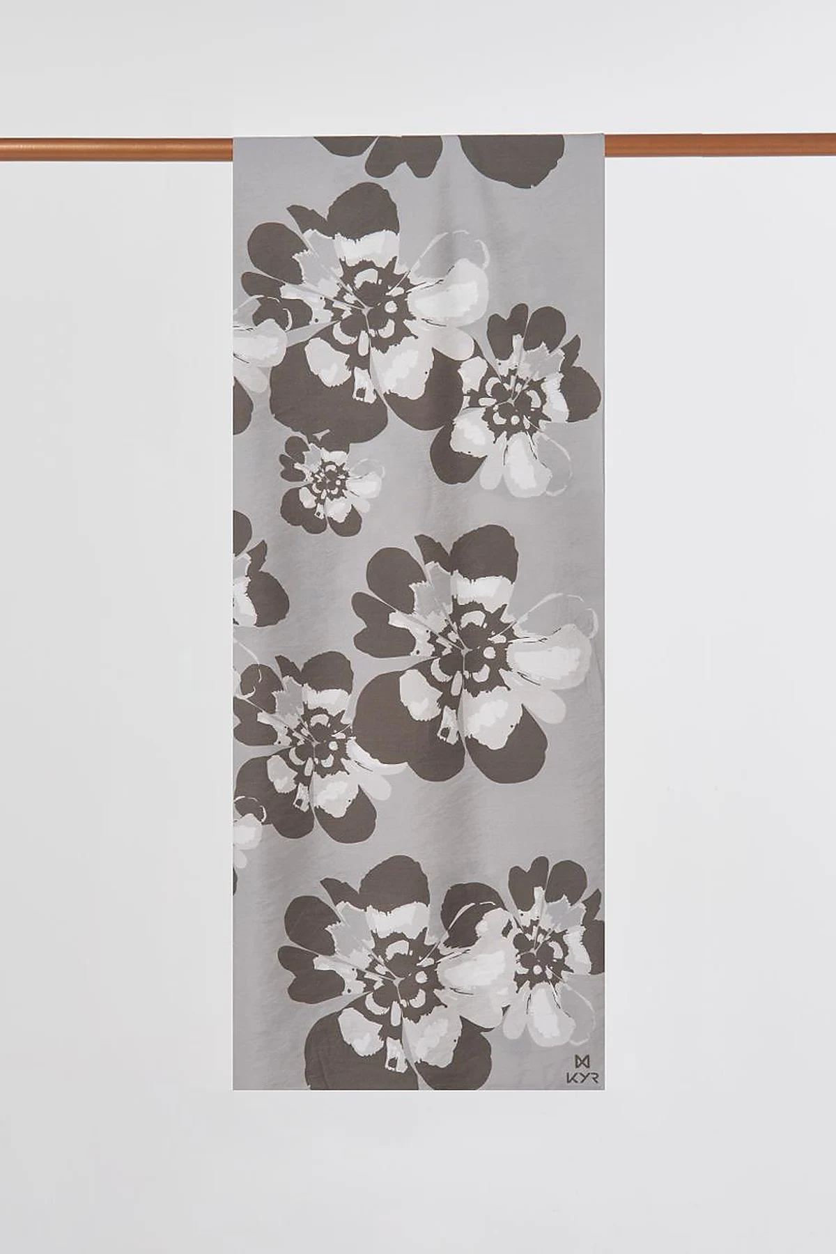 Multi-Floral Viscose Shawl in Gray