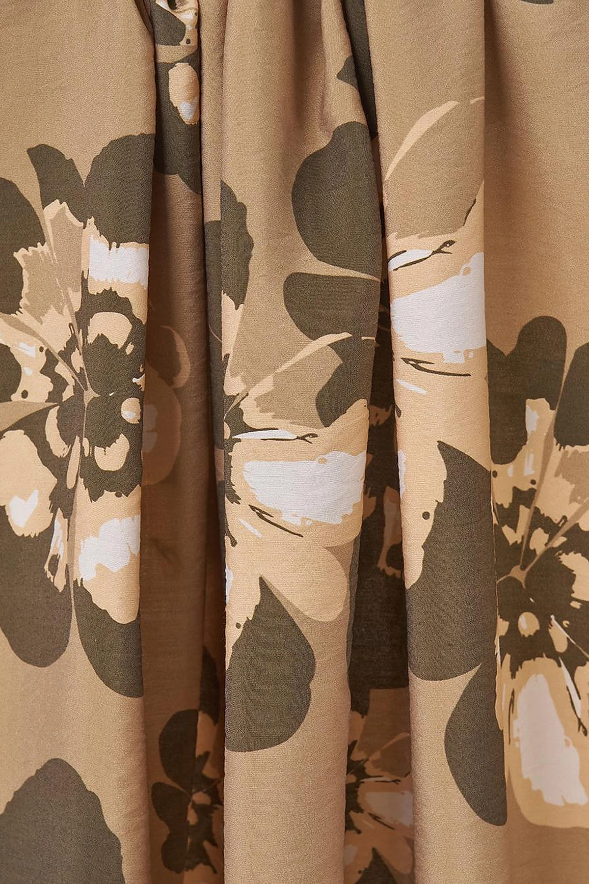 Multi-Floral Viscose Shawl in Dark Beige