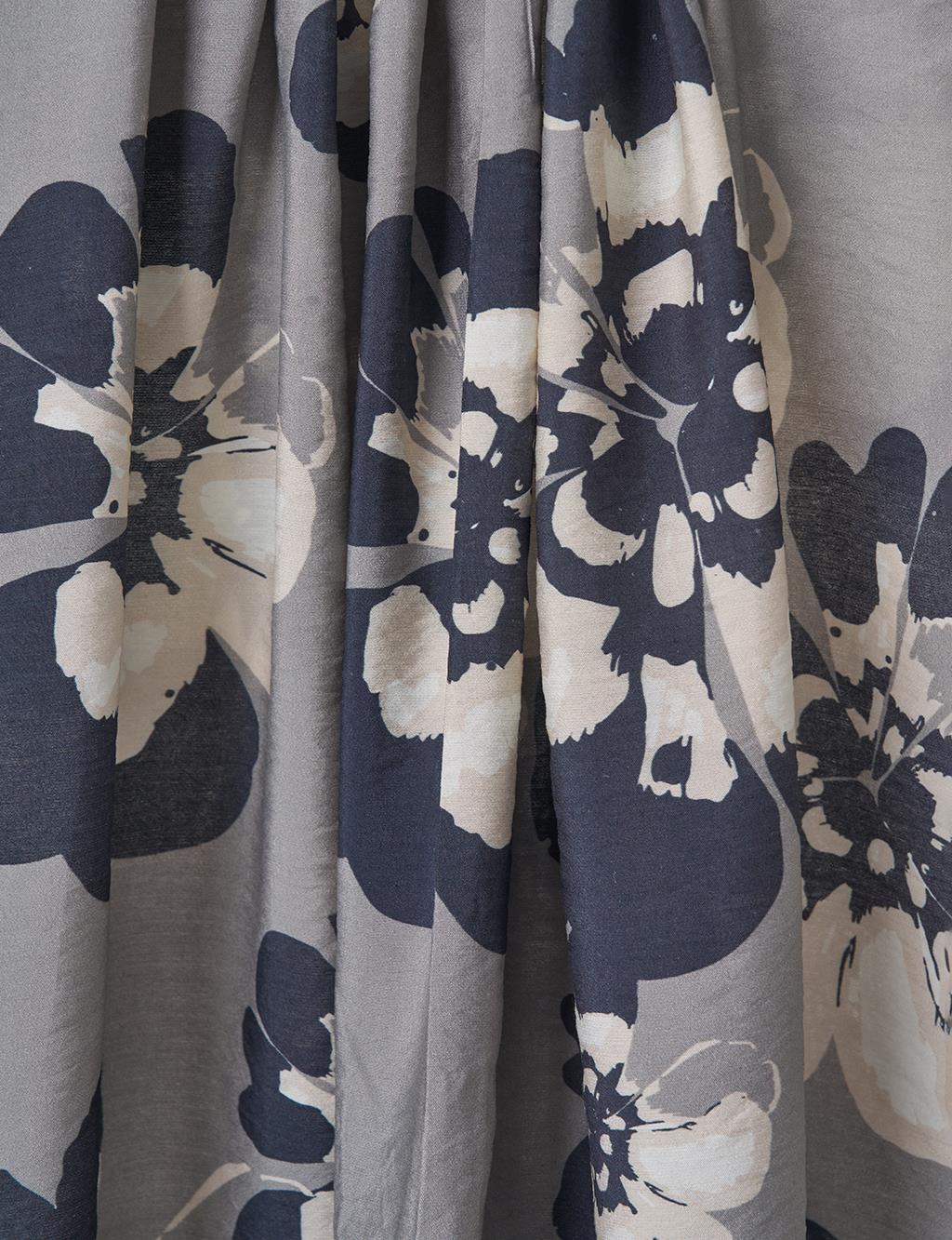 Multi-Floral Viscose Shawl in Anthracite