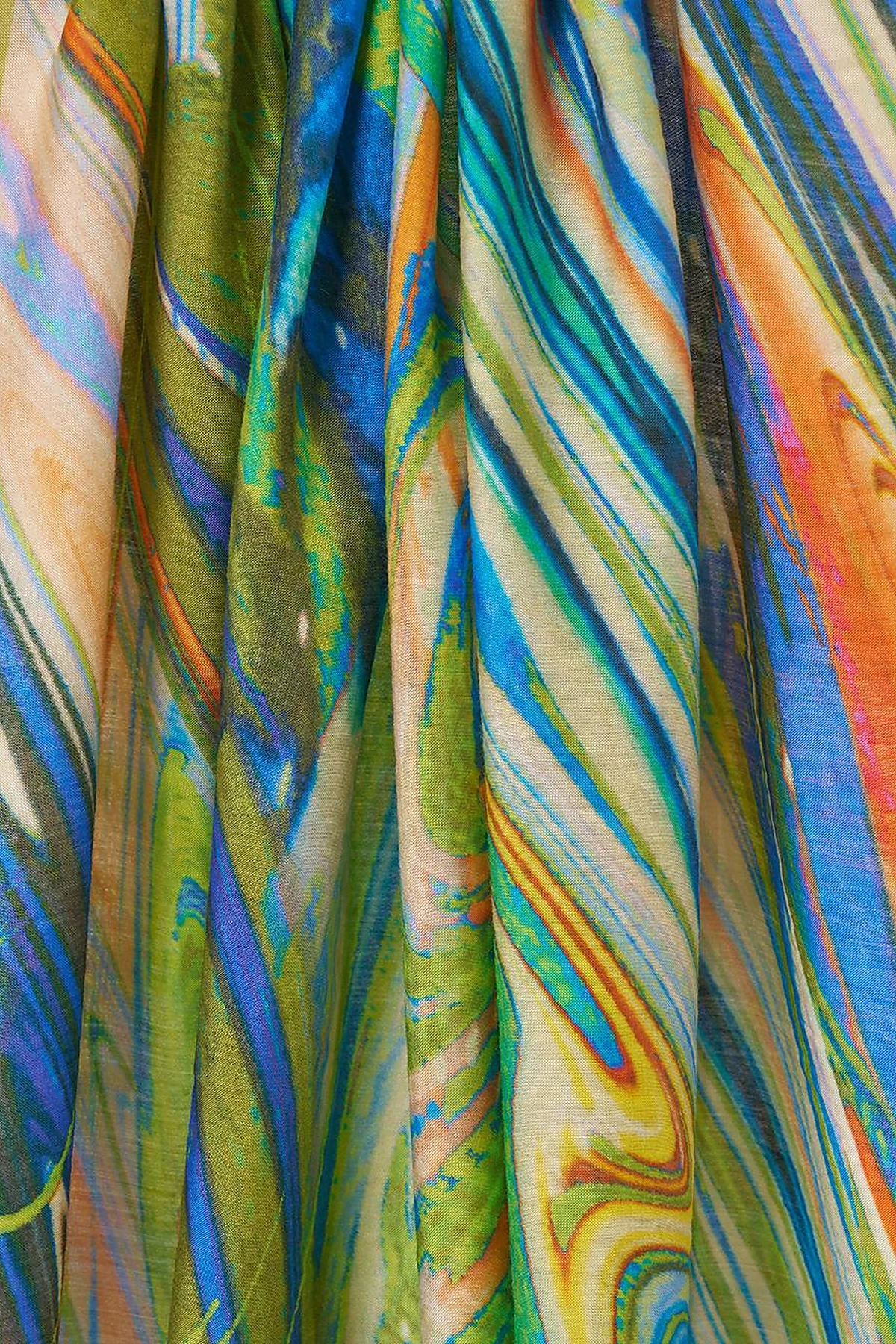 Brush Pattern Shawl in Oil Green