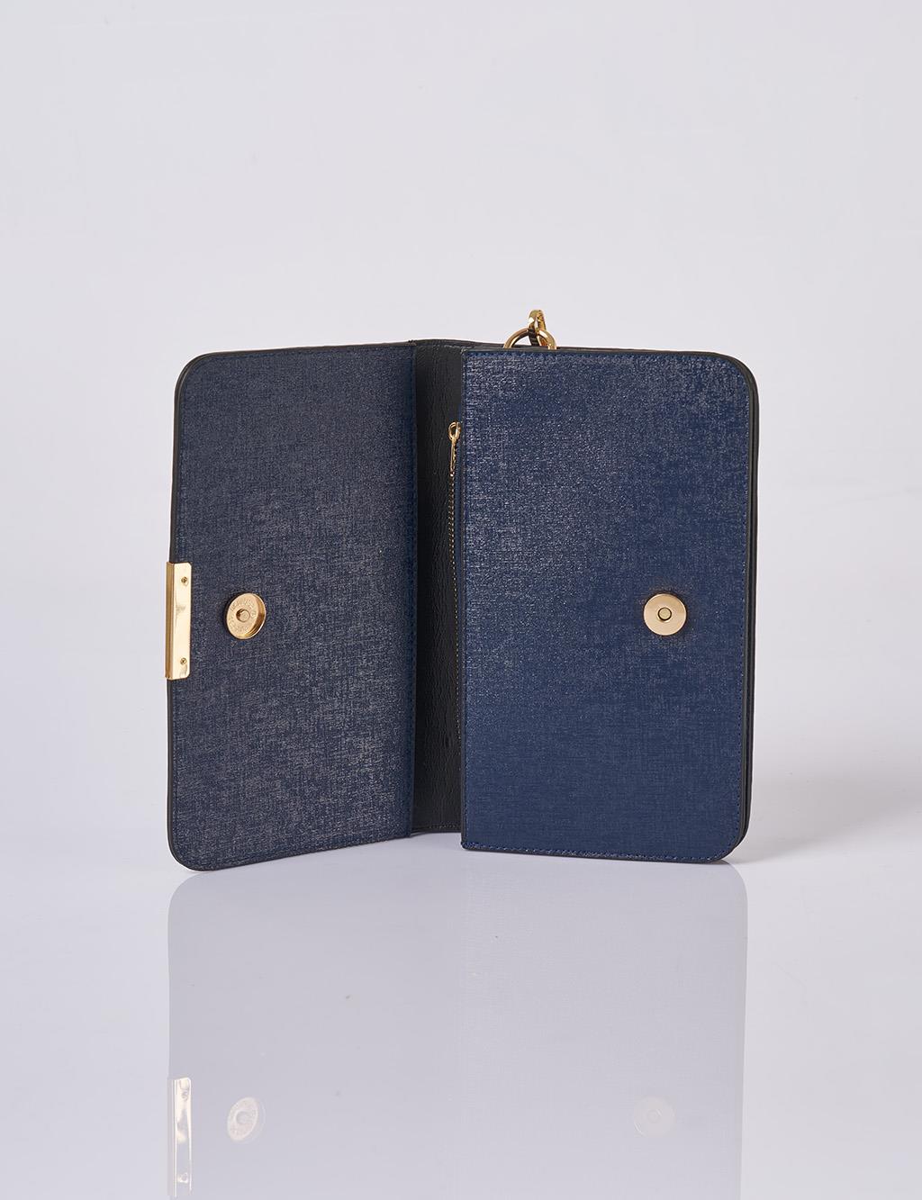 Flap Bag Wallet Navy Blue