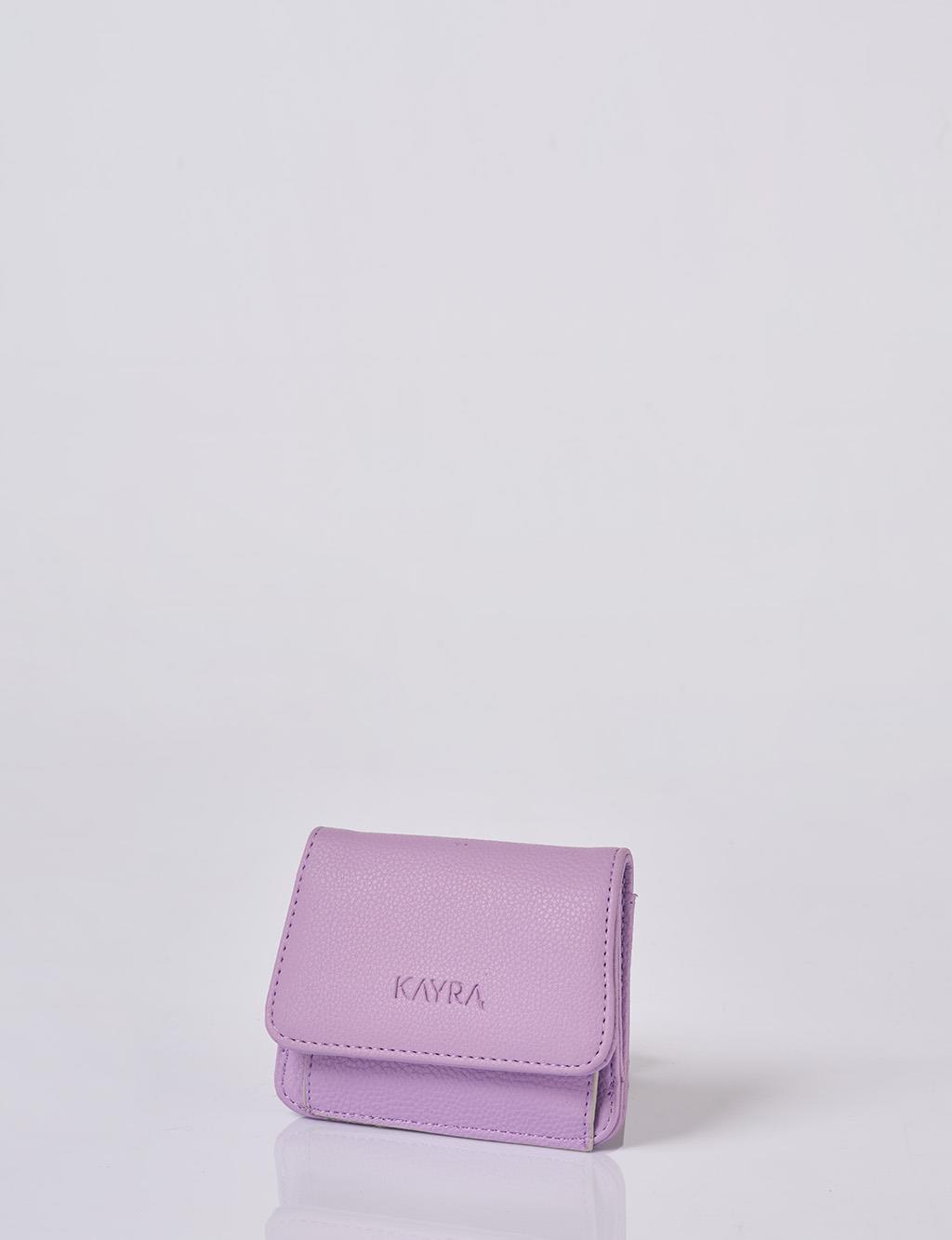 Faux Leather Square Wallet in Cream