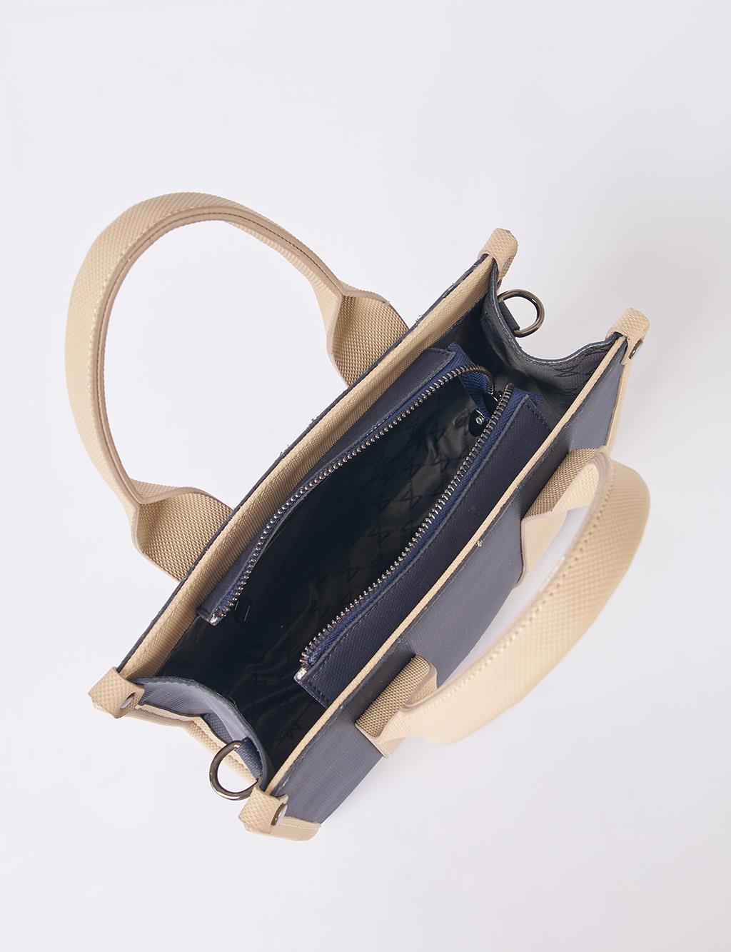 Logo Detaylı Tote Çanta Laci-Krem