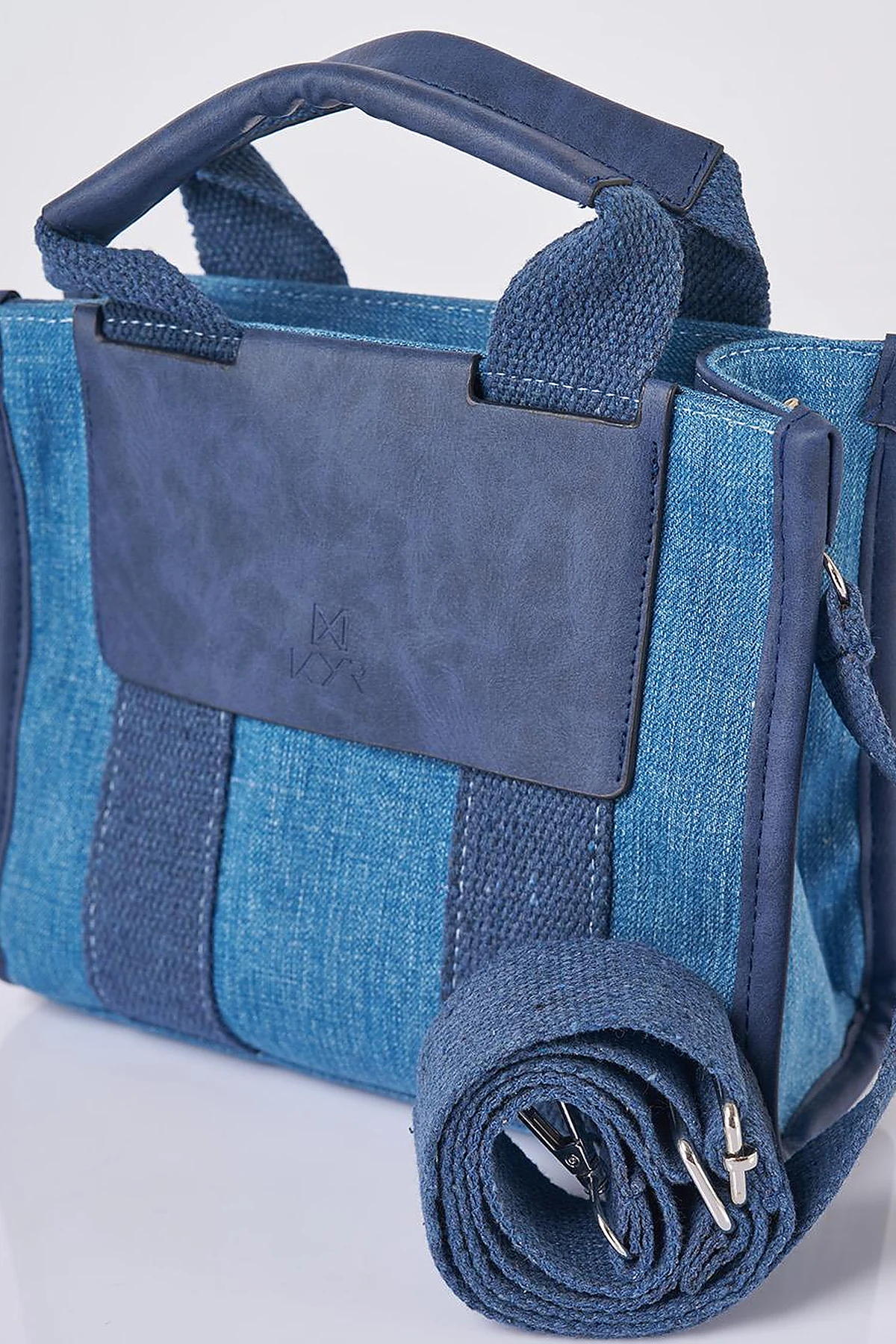 Strap Detailed Denim Bag Indigo