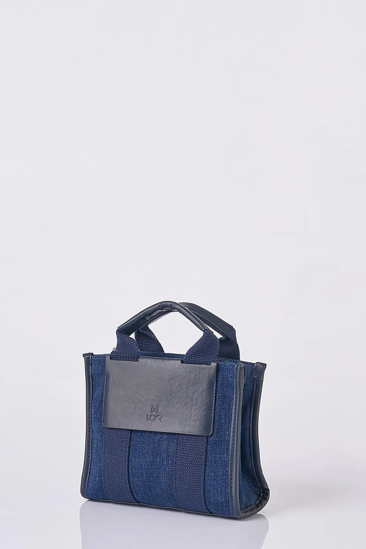Strap Detailed Denim Bag Navy Blue