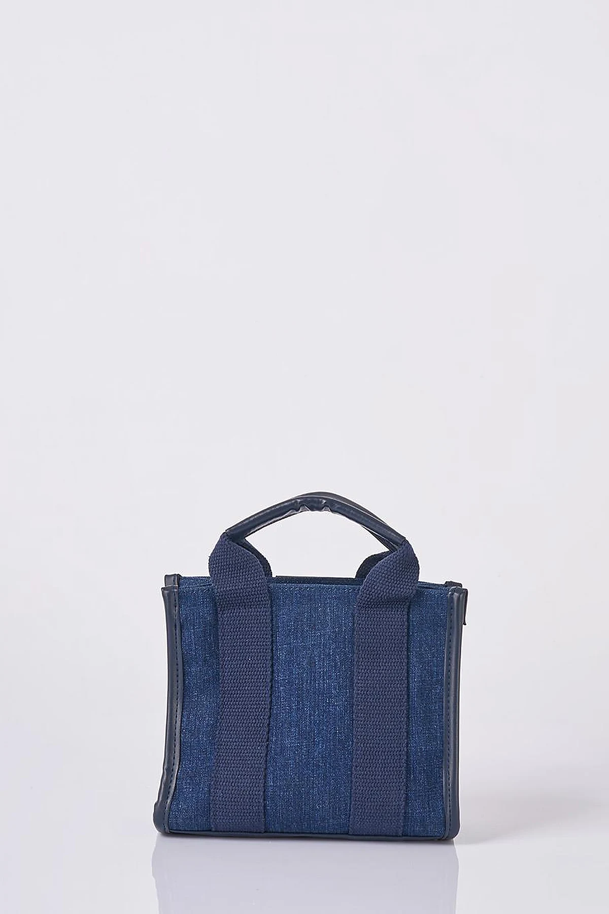 Strap Detailed Denim Bag Navy Blue