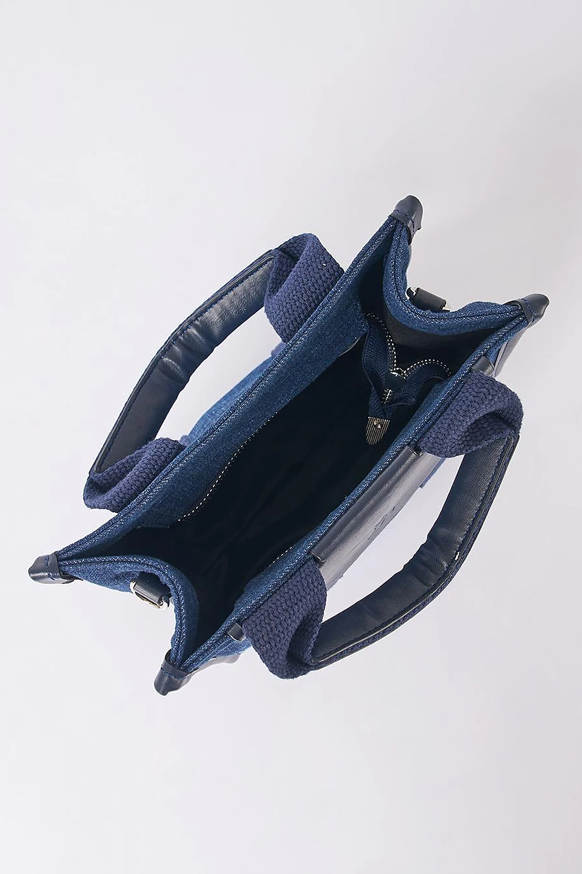 Strap Detailed Denim Bag Navy Blue
