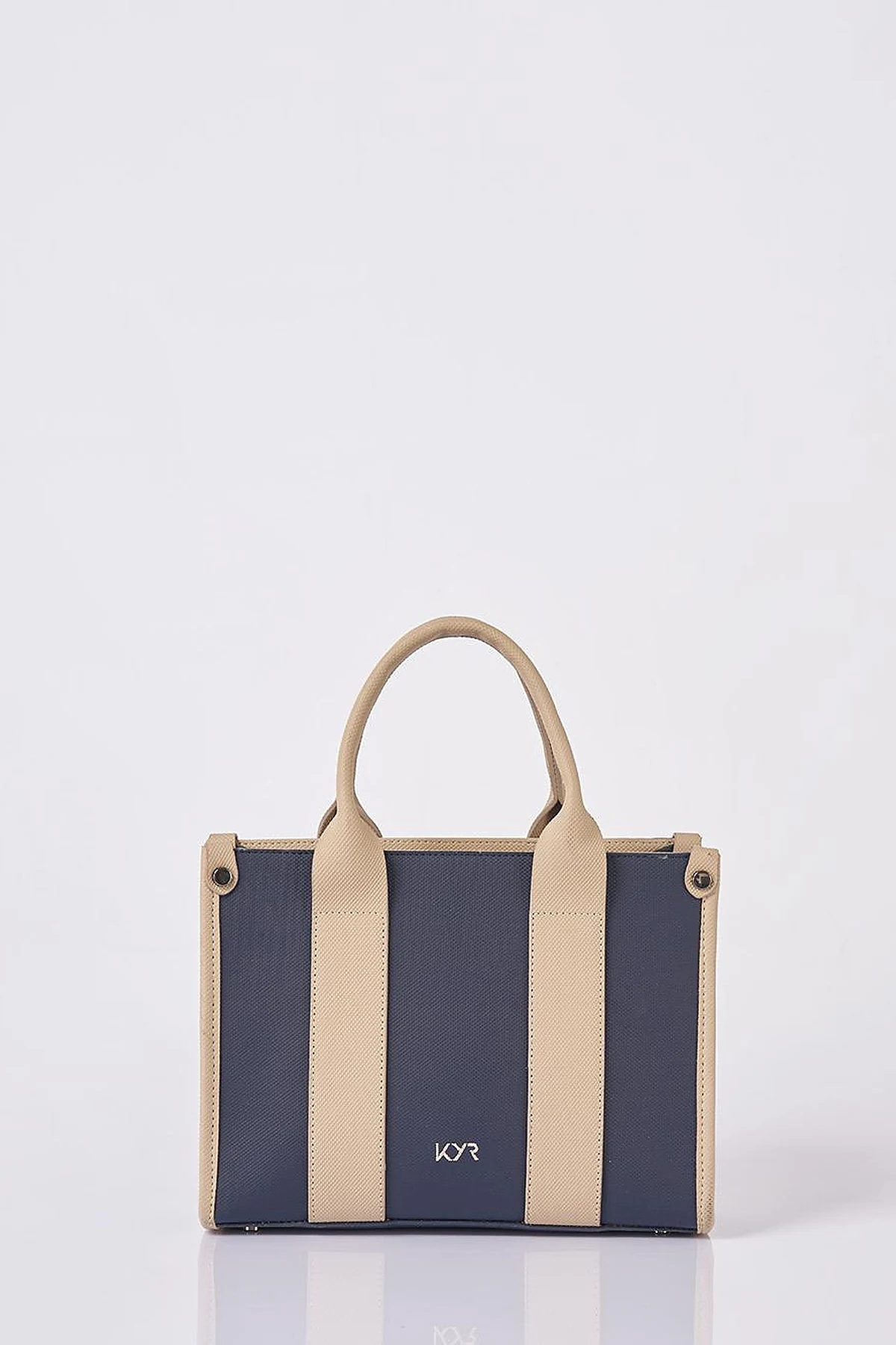 Logo Detailed Tote Bag Navy-Cream