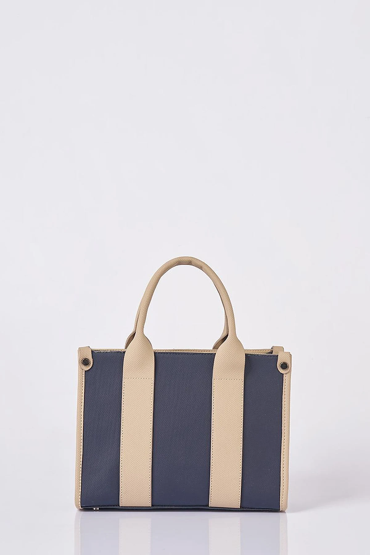 Logo Detailed Tote Bag Navy-Cream