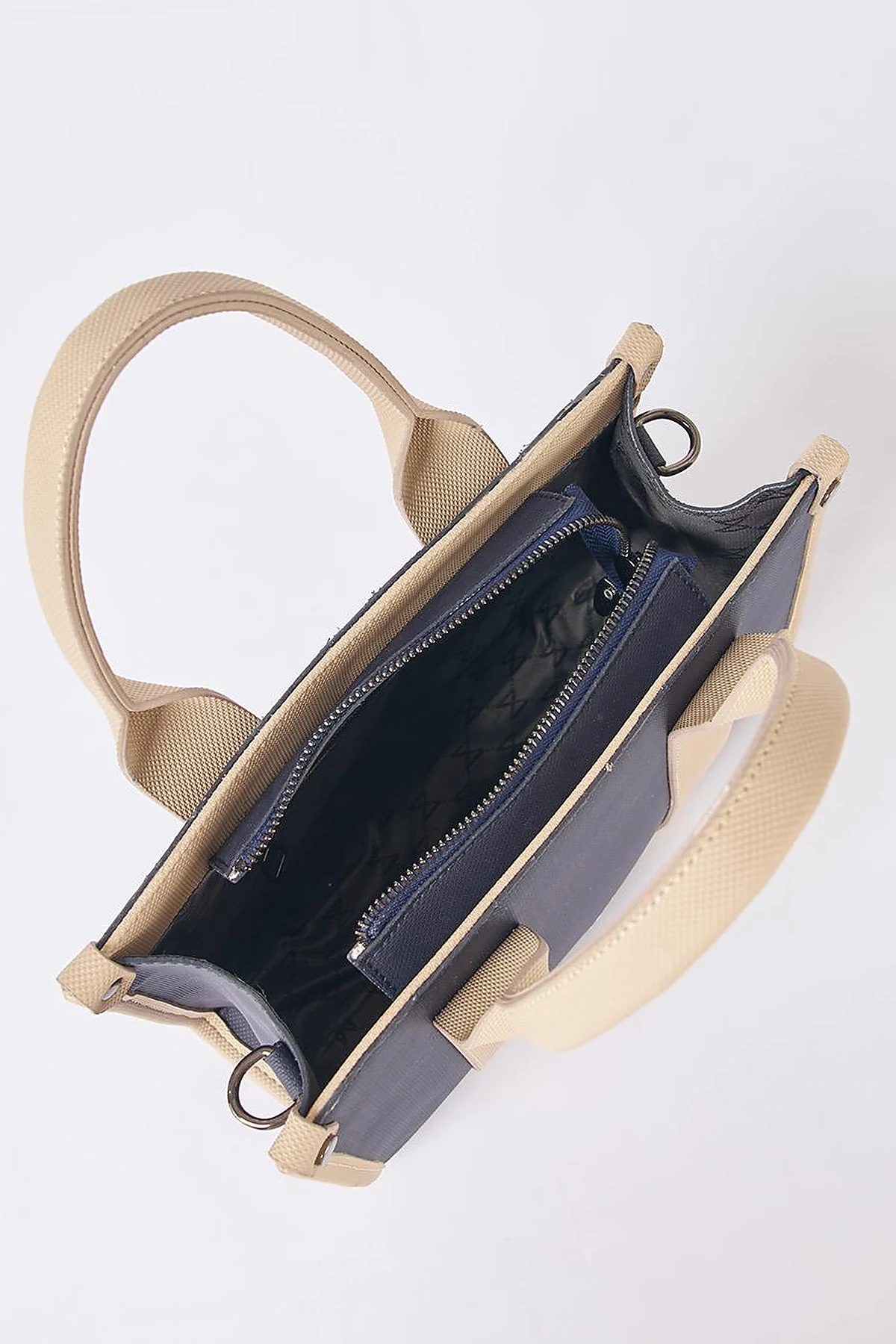 Logo Detailed Tote Bag Navy-Cream