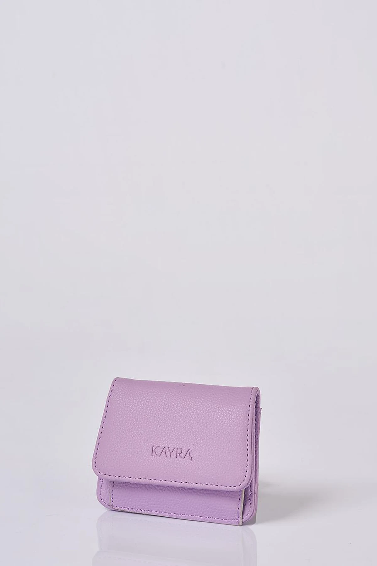 Faux Leather Square Wallet in Cream