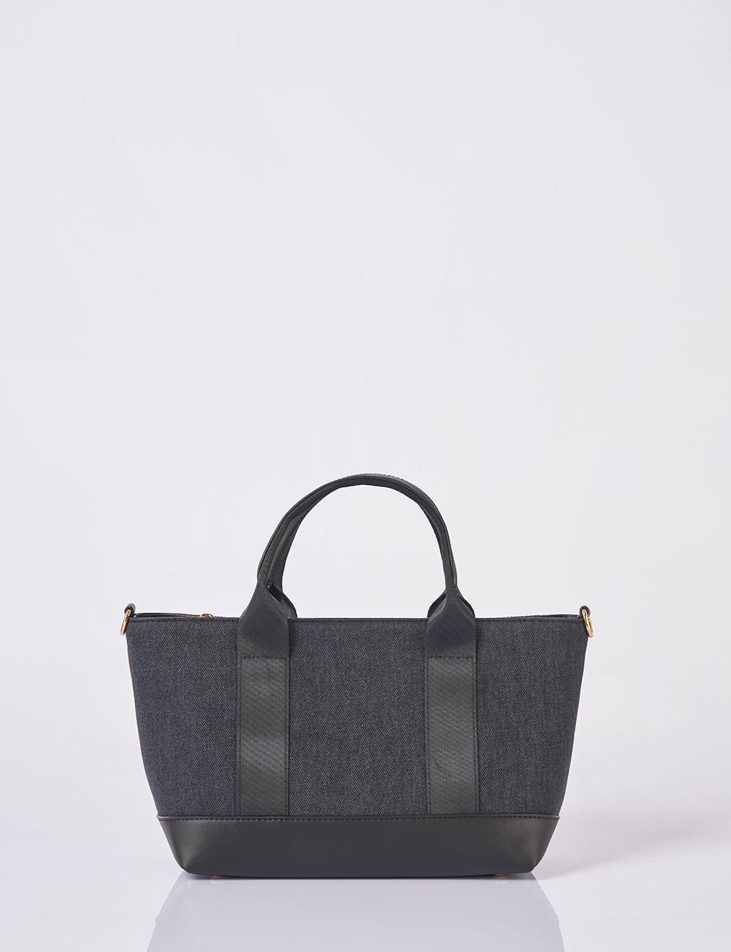 Logolu Denim Çanta Antrasit 