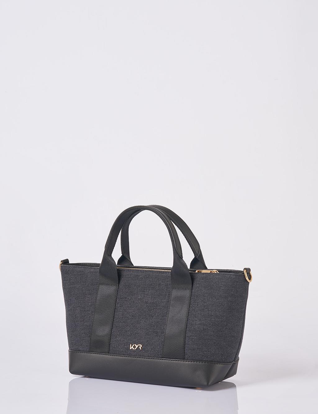 Logolu Denim Çanta Antrasit 