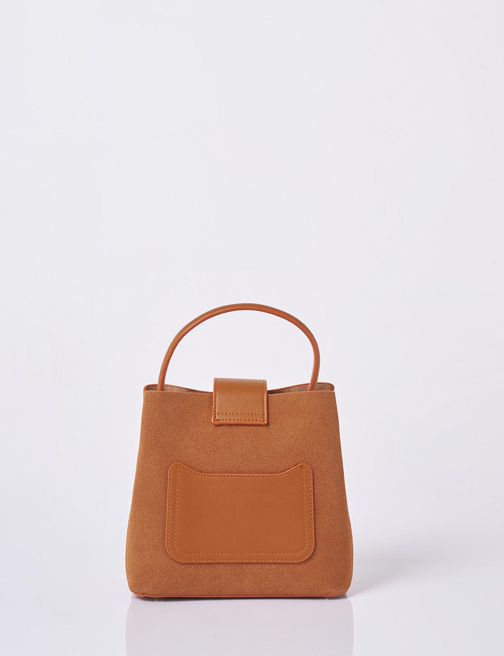 Nubuck Bag with Cover in Tan