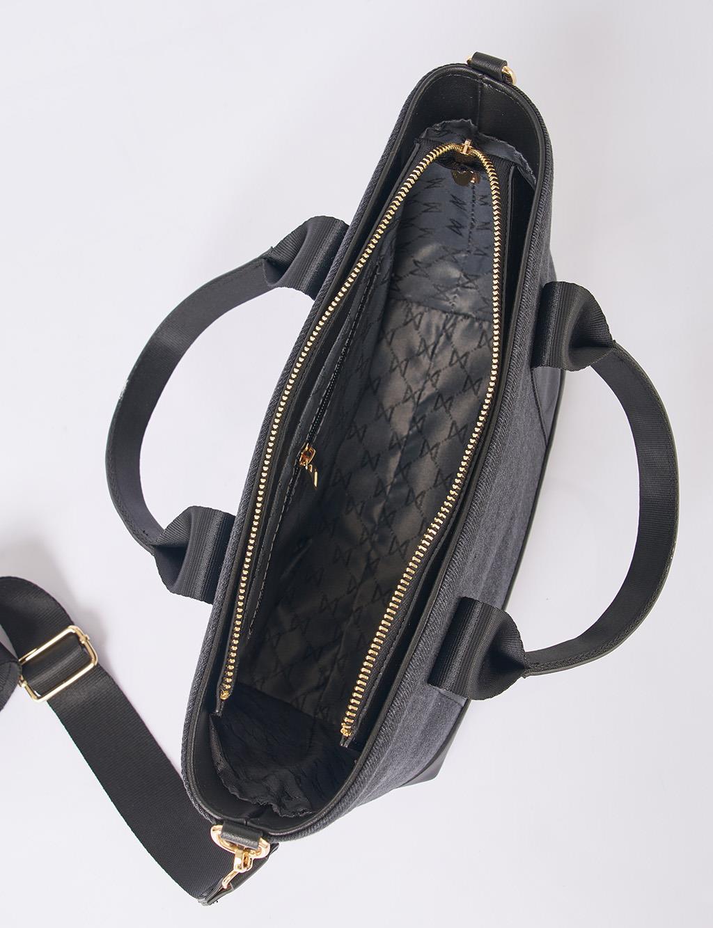 Logolu Denim Çanta Antrasit 