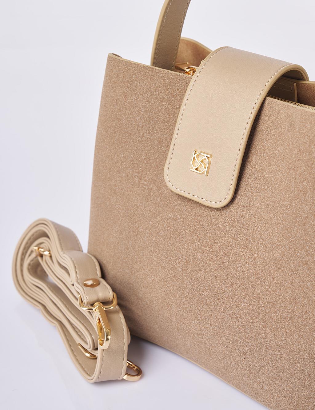 Nubuck Bag with Cover in Dark Mink