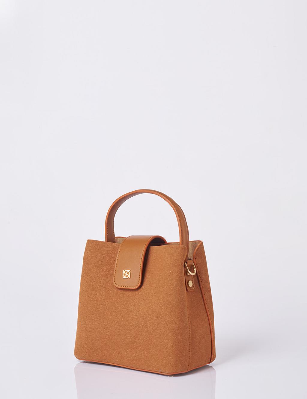 Nubuck Bag with Cover in Tan