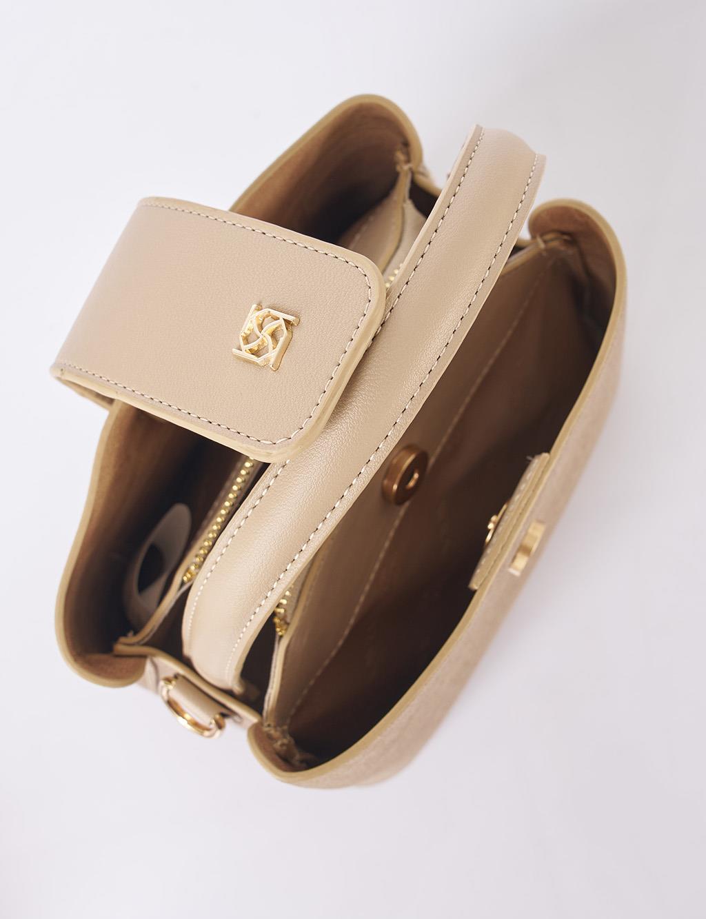 Nubuck Bag with Cover in Dark Mink