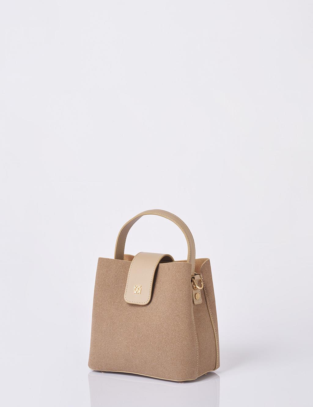 Nubuck Bag with Cover in Dark Mink