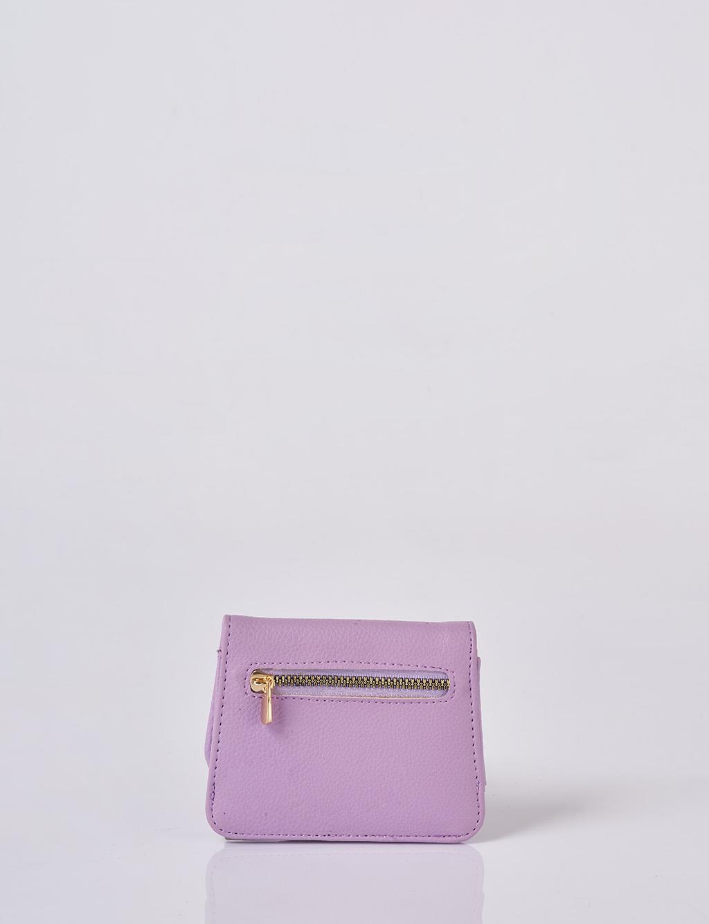 Faux Leather Square Wallet in Cream